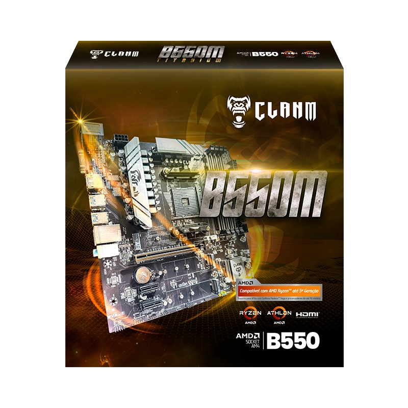 PLACA MÃE B550M TITANIUM | SOCKET AM4 – DDR4 – M.2 NVMe – CLANM