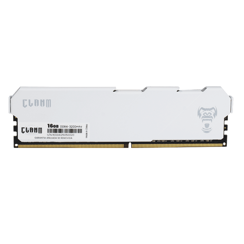 MEMÓRIA RAM CLANM, 16GB, 3200MHz, DDR4, CL19, COM DISSIPADOR BRANCO