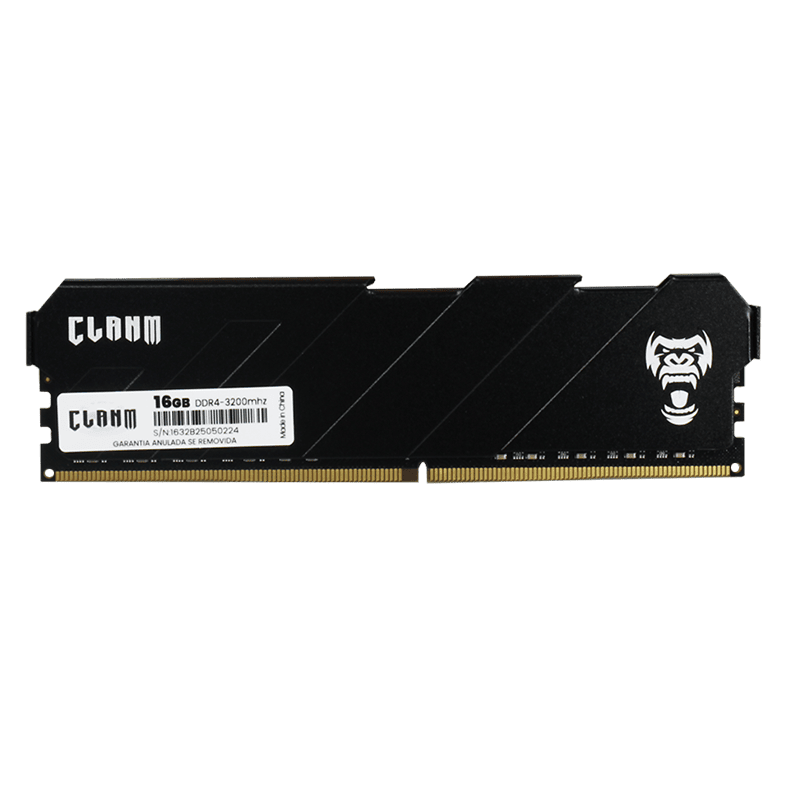 MEMÓRIA RAM CLANM, 16GB, 3200MHz, DDR4, CL19, COM DISSIPADOR PRETO