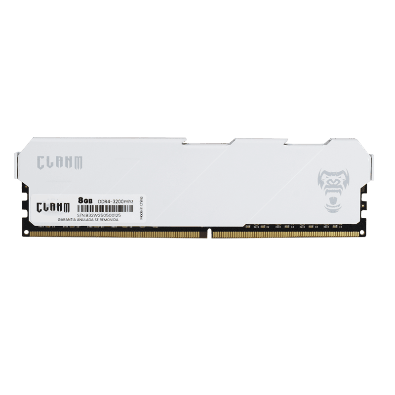 MEMÓRIA RAM CLANM, 8GB, 3200MHz, DDR4, CL19, COM DISSIPADOR BRANCO