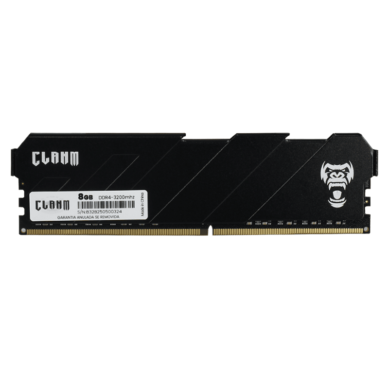 MEMÓRIA RAM CLANM, 8GB, 3200MHz, DDR4, CL19, COM DISSIPADOR PRETO