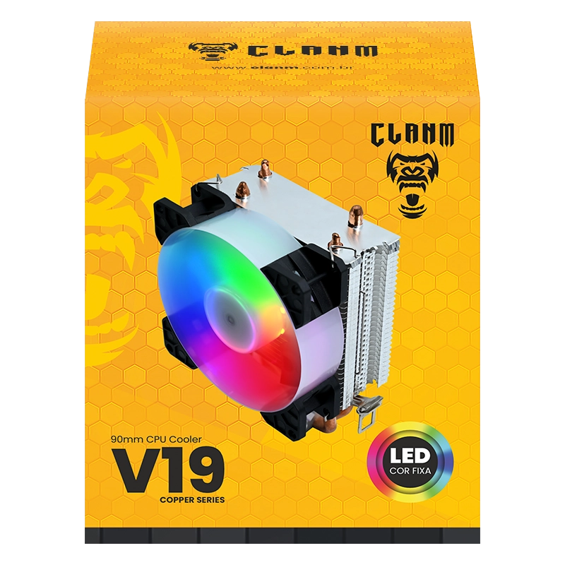 CPU COOLER FAN V19 | LED FIXO 4 PIN – CLANM