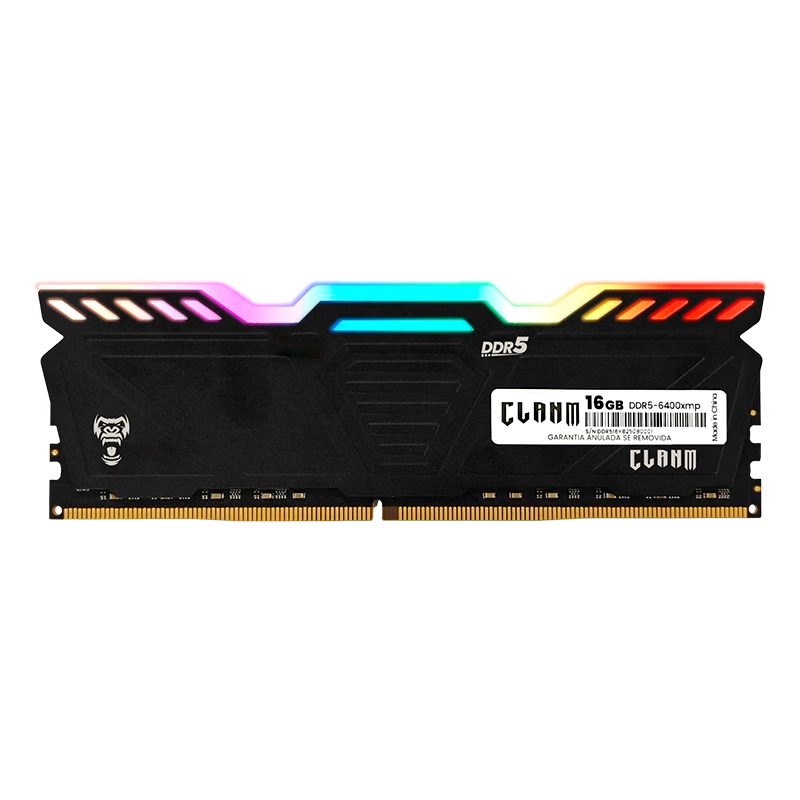 MEMÓRIA CLANM DDR5 16GB – 6400Mhz, CL40, PRETA – RGB