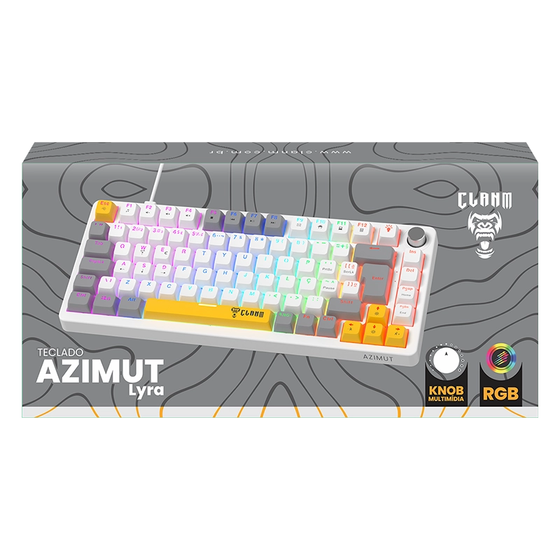 TECLADO GAMER 75% AZIMUT LYRA – MECÂNICO – RGB – CLANM