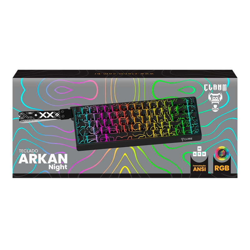 TECLADO GAMER 65% ARKAN NIGHT – MEMBRANA – RGB – CLANM