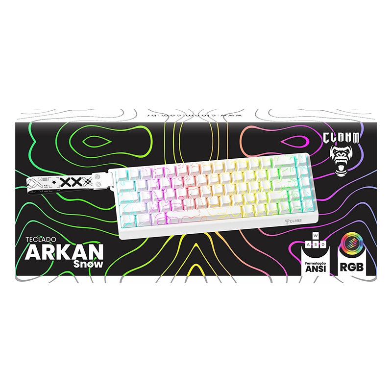 TECLADO GAMER 65% ARKAN SNOW – MEMBRANA – RGB – CLANM